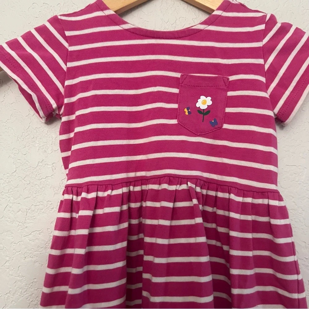 Hanna Andersson Girls Striped Flower pocket Dress